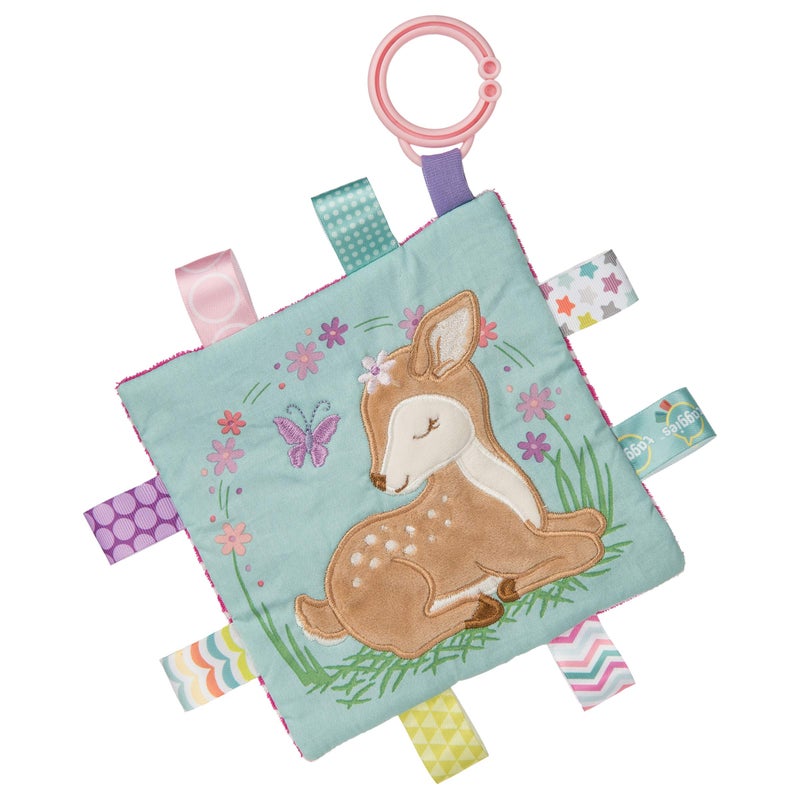 Taggies Soothing Sensory Crinkle Me Toy with Baby Paper and Squeaker  Flora Fawn  6.5 x 6.5-Inches - Image 1